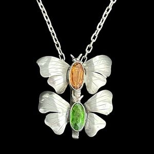 RARE Vintage Hobe Sterling silver and Czech glass butterfly brooch pin